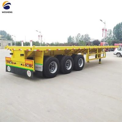 Transport van zware machines met staal 3 assen platte trailers en mechanische ophanging