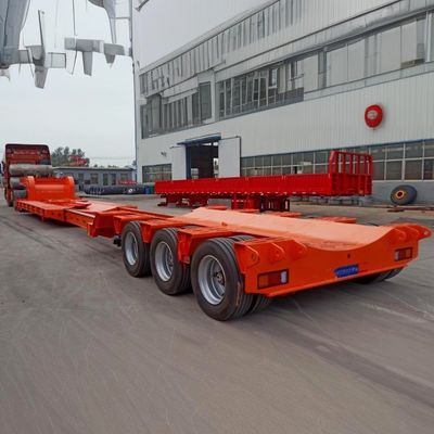 Transport Zwaar materieel met 100 ton hydraulische oprit laagbed vrachtwagen halve aanhanger