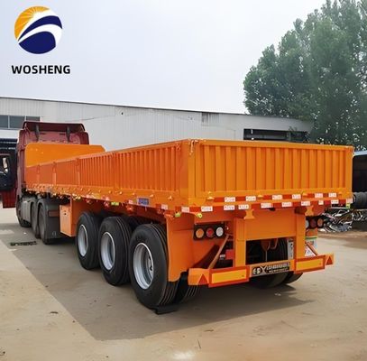 Qingdao Wosheng 3-assige vrachtwagen aanhangwagen met 50 ton nuttige lading en zijwand van staal