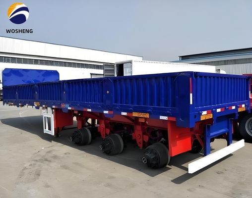 Qingdao Wosheng 3-assige vrachtwagen aanhangwagen met 50 ton nuttige lading en zijwand van staal