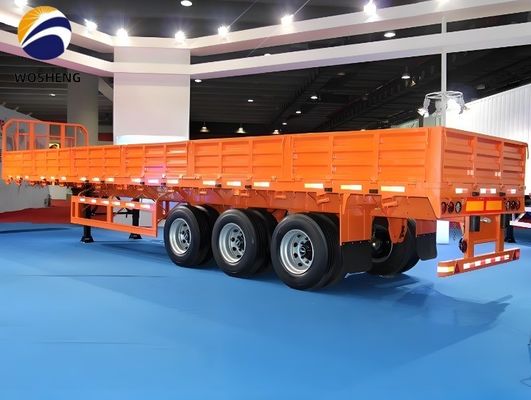 Qingdao Wosheng 3-assige vrachtwagen aanhangwagen met 50 ton nuttige lading en zijwand van staal