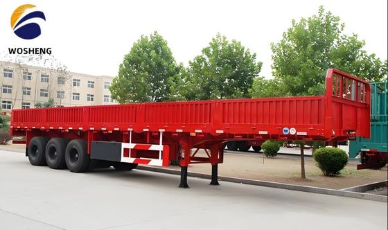 Qingdao Wosheng 3-assige vrachtwagen aanhangwagen met 50 ton nuttige lading en zijwand van staal