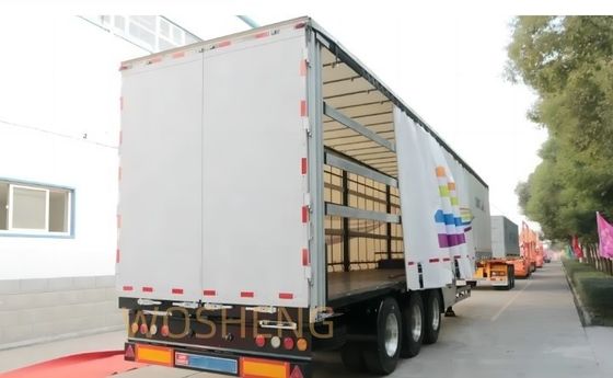 Wosheng 3 Assen 40FT 45FT PVC Tarpaulin Side Curtain Semi Trailer met Suspension System