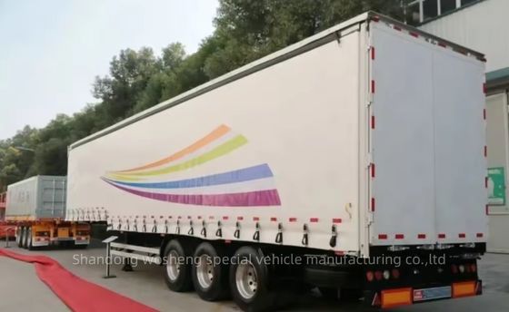 Wosheng 3 Assen 40/45ft PVC waterdicht zijkant gordijn Halve aanhanger voor glijdende vrachtwagen