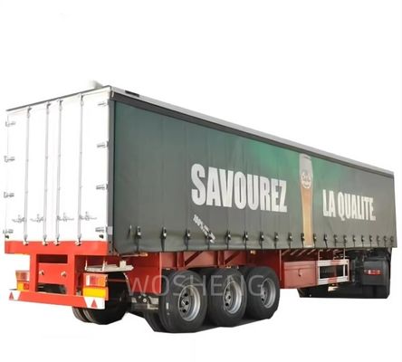 Wosheng 3 Assen 40ft 45ft PVC Tarpaulin Curtain Sider Semi Trailer met luchtvering