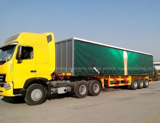 Wosheng 3 Assen 40ft 45ft PVC Tarpaulin Curtain Sider Semi Trailer met luchtvering
