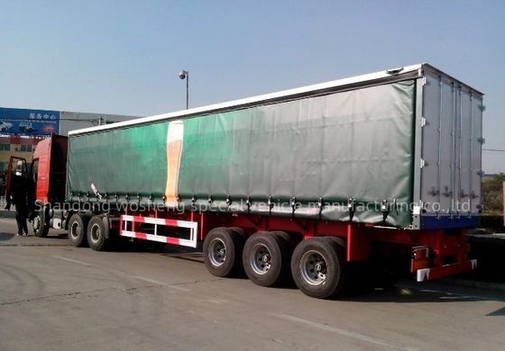 Wosheng 3 Assen 40ft 45ft PVC Tarpaulin Curtain Sider Semi Trailer met luchtvering