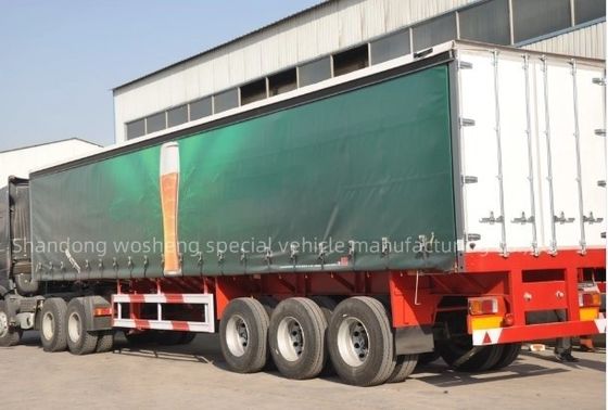Wosheng 3 Assen 40ft 45ft PVC Tarpaulin Curtain Sider Semi Trailer met luchtvering