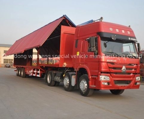 Wosheng 3 As 30/40ton Logistiek Wingpan Van Semi-trailer met Flying Wingvan Box