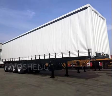 Wosheng 3 axels 40ft 45ft gordijn zijkant Semi-trailer voor veelzijdig en vracht vervoer