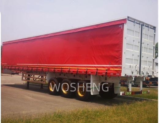 Truck 40-50ton 3 assen 40ft 45ft Red Curtain Side Sliding Semi-Trailer met PVC Tarpaulin