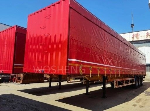 Truck 40-50ton 3 assen 40ft 45ft Red Curtain Side Sliding Semi-Trailer met PVC Tarpaulin