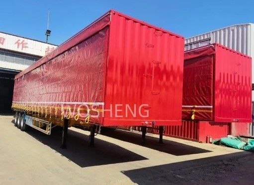 Truck 40-50ton 3 assen 40ft 45ft Red Curtain Side Sliding Semi-Trailer met PVC Tarpaulin