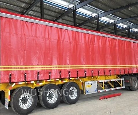Op maat gemaakte Wosheng 3-assige zijkant gordijn half-trailer met dubbellijn WABCO remsysteem