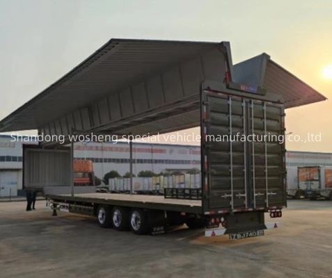 Verzoek van de klant 3 Assen Wing Open Van Wand Semi-trailer met 12 eenheden 12R22.5 band