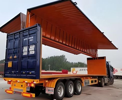 Mechanische/luchtophanging 3-assige vleugelspanning Halve aanhangwagen voor logistiek vrachtvervoer