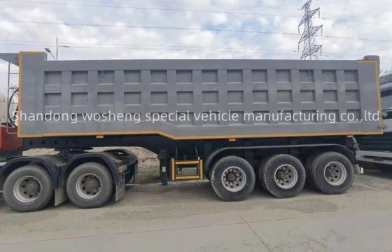Truck Trailer Wosheng 3 Assen Hydraulische achterste dump tipper Semi Truck Tipping Trailers