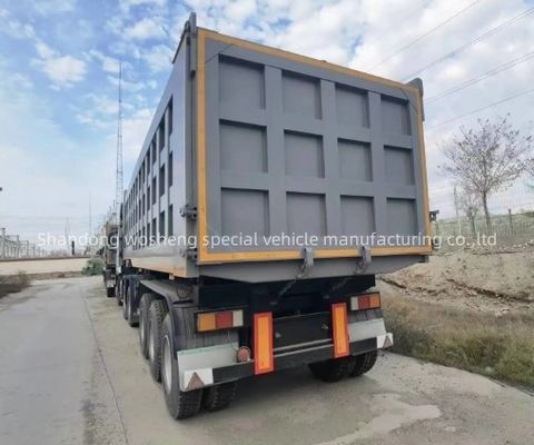Truck Trailer Wosheng 3 Assen Hydraulische achterste dump tipper Semi Truck Tipping Trailers