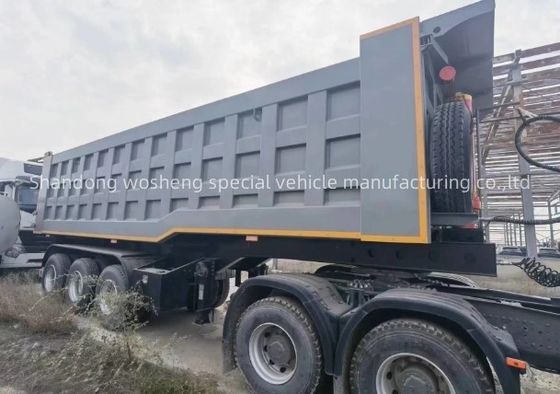 Truck Trailer Wosheng 3 Assen Hydraulische achterste dump tipper Semi Truck Tipping Trailers