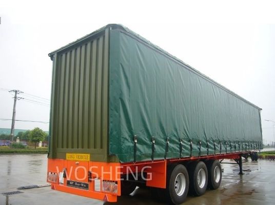 Semi-trailer Wosheng Duurzaam 3 Assen Groen 40ft 45ft PVC gordijn Sider Truck levering