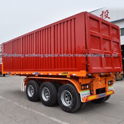 Semi-trailer Wosheng 3 Assen Hydraulische achterste dump Tipper Steel Tipping Truck Trailers 9800x2500x3500mm