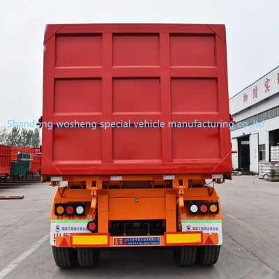 Semi-trailer Wosheng 3 Assen Hydraulische achterste dump Tipper Steel Tipping Truck Trailers 9800x2500x3500mm