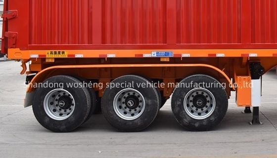 Semi-trailer Wosheng 3 Assen Hydraulische achterste dump Tipper Steel Tipping Truck Trailers 9800x2500x3500mm