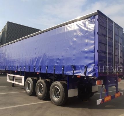 WABCO-ABS rem uitgerust met 3 assen 40ft 45ft Blauw gordijn zijkant Semi-trailer door Wosheng