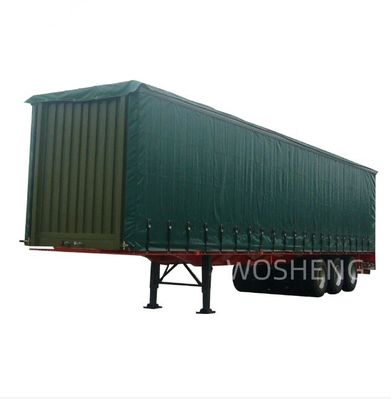 Wosheng 3 Assen Groen 40ft 45ft PVC gordijn zijkant Semi-trailer 13T 16T BPW/FUWA As