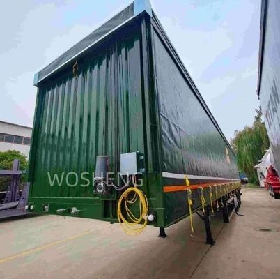 Wosheng 3 Assen Groen 40ft 45ft PVC gordijn zijkant Semi-trailer 13T 16T BPW/FUWA As