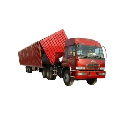 Mechanische ophanging 45 kubieke meter zijdelingse dump aanhangwagen bulk vrachttransport aanhangwagen