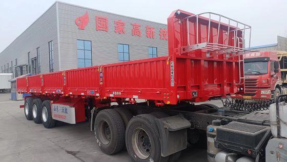 Mechanische ophanging 45 kubieke meter zijdelingse dump aanhangwagen bulk vrachttransport aanhangwagen