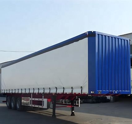 Semi-trailer met een gewicht van 60 ton voor vrachtwagens met drie assen met aluminiumvloer en PVC-zijgordijn