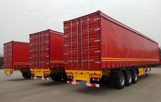 Semi-trailer met een gewicht van 60 ton voor vrachtwagens met drie assen met aluminiumvloer en PVC-zijgordijn