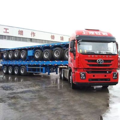 Multifunktioneel platte overbrengingscontainer platte halfrijtuig met driehoekige banden