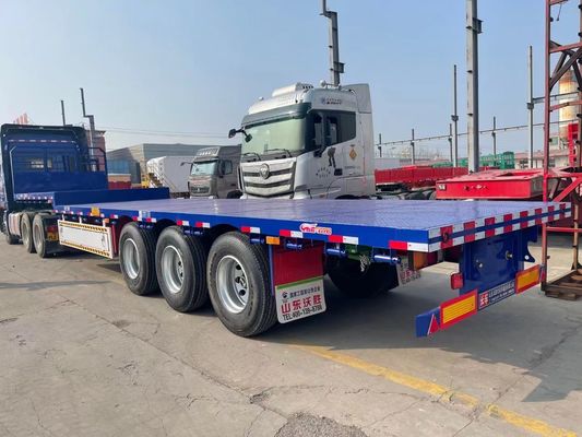 60T 3/4 Assen Transfer Container Staal vlakdek vrachtwagen aanhangwagen voor grote capaciteit vracht