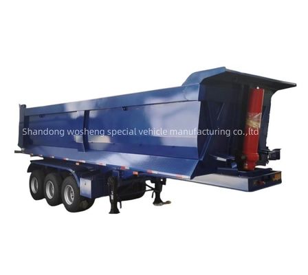Wosheng 3/4/5 Assen Blauw Hydraulisch Achterste Dump Halve aanhangwagen Eindkopper voor Transport
