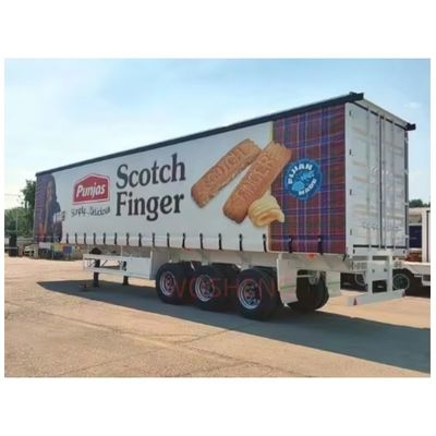 Tri-axel 40ft 45ft gordijn zijkant zeilplaten stof half-trailer voor dranken en groenten