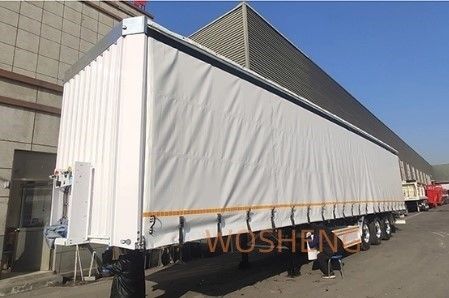 Tri-axel 40ft 45ft gordijn zijkant zeilplaten stof half-trailer voor dranken en groenten