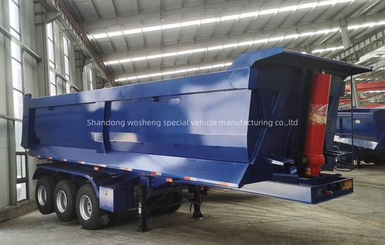Blauw 2/3/4/5 Assen Tipper Semi Truck Tipping Truck Trailer voor maximale lading 20-100ton