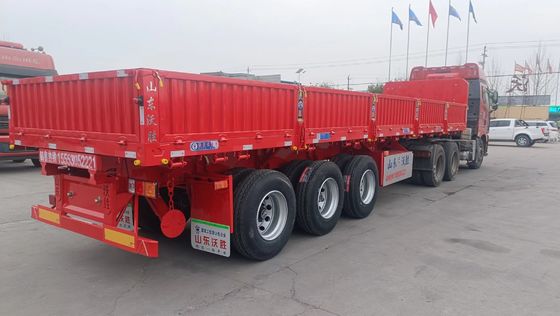 Duurzame 3 assen Hydraulische zijdelingse kantverwerper Dump Semi-trailer met 10 laag bladveer