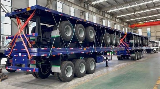 2/3/4 Assen 35ft 40ft 45ft Container Transport Steel Flat Bed Semi Trailer voor Truck
