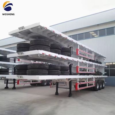Vrachtwagen aanhangwagen 3 as 40 ft platte half-aanhangwagen met stalen materialen en 9,0-22,5 velg
