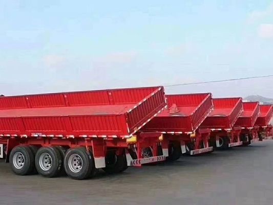 Wosheng Tri-Axle Side Dump Trailer met hydraulische lift en afmetingen 13000*2550*2900mm