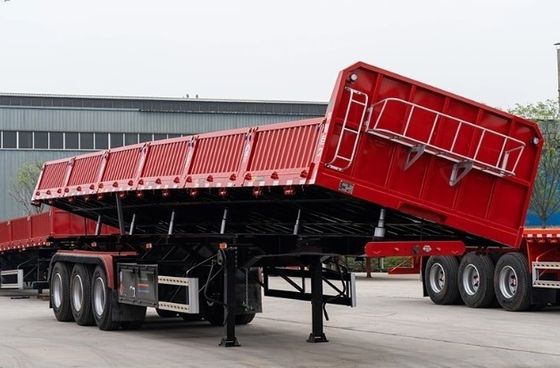 Concurrerende drieassige hydraulische ophef, zijdelingse kantverwerper, zijdelingse dump, halve aanhanger voor vrachtwagen-aanhanger
