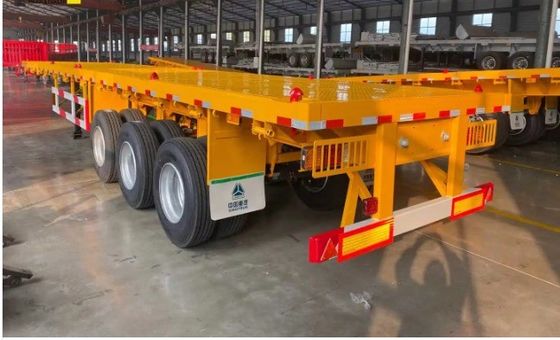 Aanpasbare 3-assige 40-60 ton platform platte halfrijtuig voor containervervoer