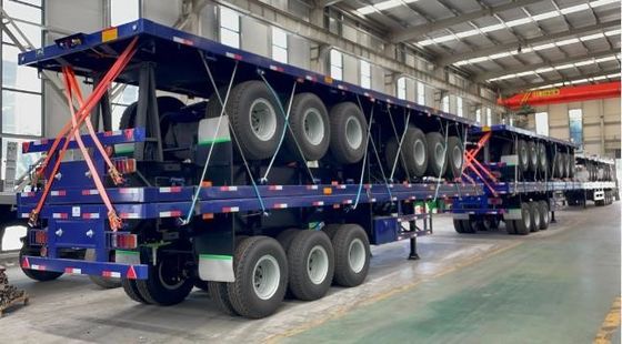 Aanpasbare 3-assige 40-60 ton platform platte halfrijtuig voor containervervoer