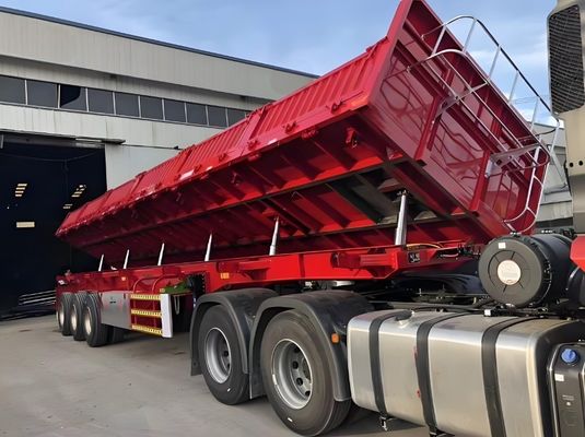Semi-aanhanger met zijdelingse wand voor graanvervoer