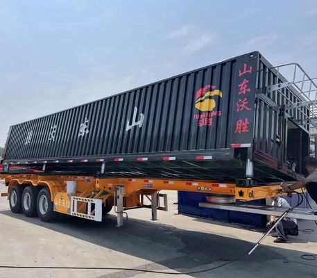 Mechanische ophanging 3 Achsel zijrol dump half-aanhangwagen voor vrachtvervoer van 40 ton