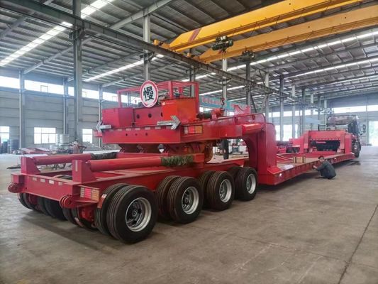 Wosheng 4 Assen laag bed Container Chassis Halve aanhangwagen voor het trekken van zware apparatuur